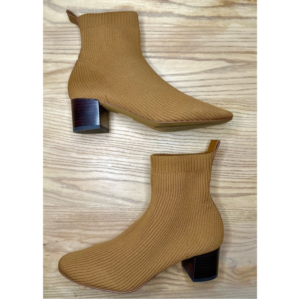 Everlane The Glove Boot Ribbed Knit Ankle Booties Tan Brown - Picture 5 of 13